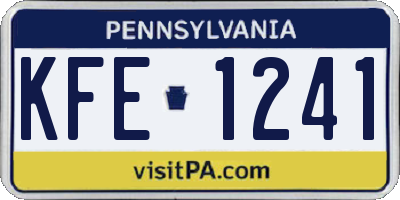 PA license plate KFE1241