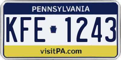 PA license plate KFE1243