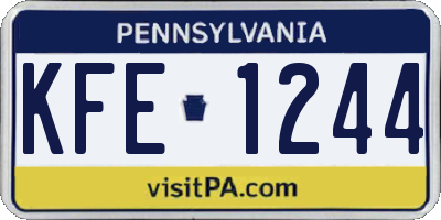 PA license plate KFE1244