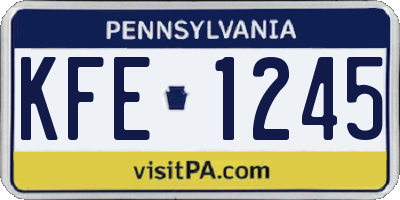 PA license plate KFE1245