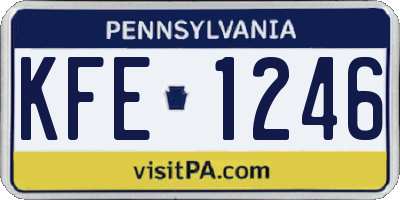 PA license plate KFE1246