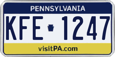PA license plate KFE1247