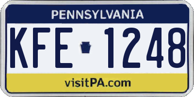PA license plate KFE1248
