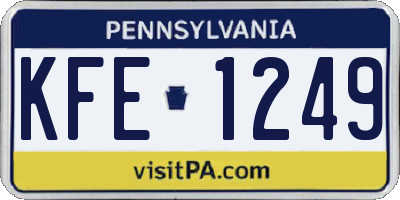 PA license plate KFE1249