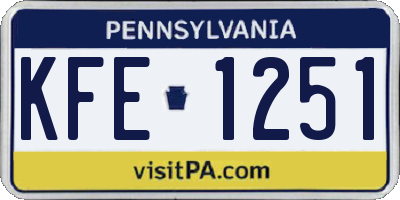 PA license plate KFE1251