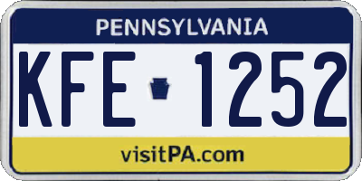 PA license plate KFE1252