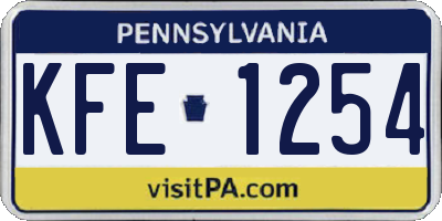 PA license plate KFE1254