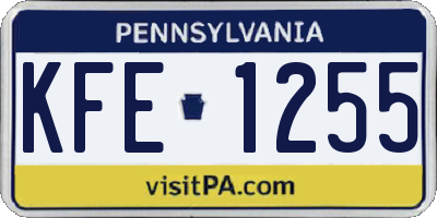PA license plate KFE1255