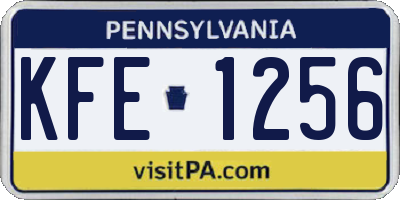 PA license plate KFE1256