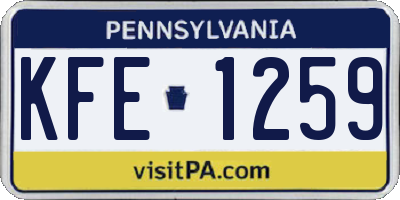 PA license plate KFE1259
