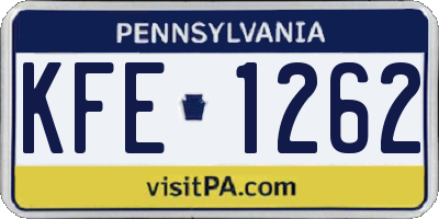 PA license plate KFE1262