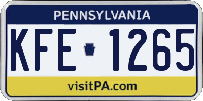 PA license plate KFE1265