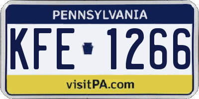 PA license plate KFE1266