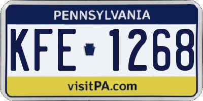 PA license plate KFE1268