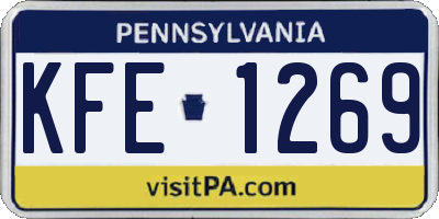 PA license plate KFE1269