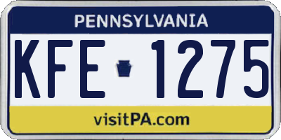 PA license plate KFE1275