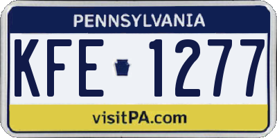 PA license plate KFE1277