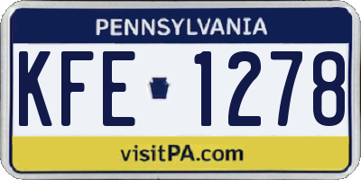 PA license plate KFE1278