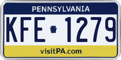 PA license plate KFE1279