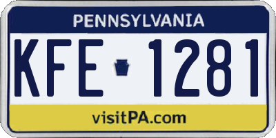 PA license plate KFE1281