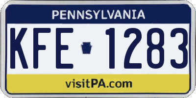PA license plate KFE1283