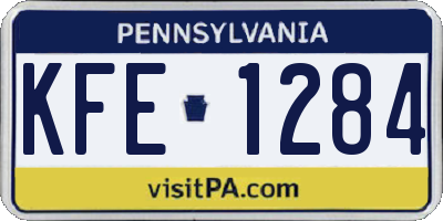 PA license plate KFE1284