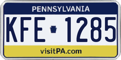 PA license plate KFE1285