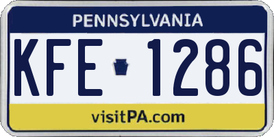 PA license plate KFE1286