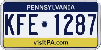 PA license plate KFE1287
