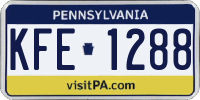 PA license plate KFE1288