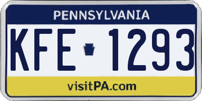 PA license plate KFE1293