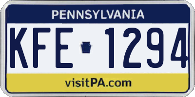 PA license plate KFE1294