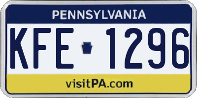 PA license plate KFE1296