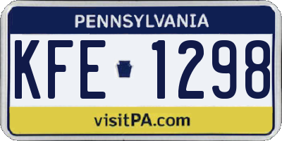 PA license plate KFE1298