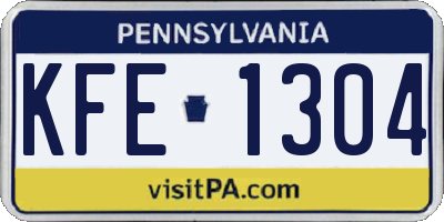 PA license plate KFE1304