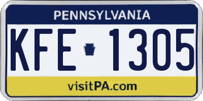 PA license plate KFE1305