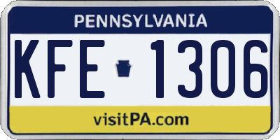 PA license plate KFE1306