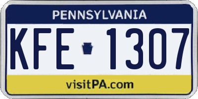 PA license plate KFE1307