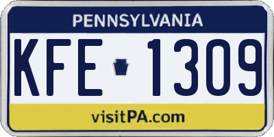 PA license plate KFE1309