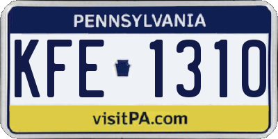 PA license plate KFE1310