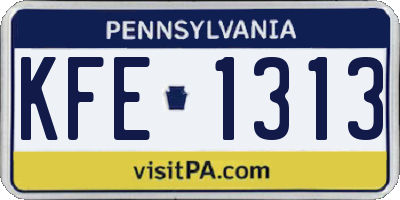 PA license plate KFE1313