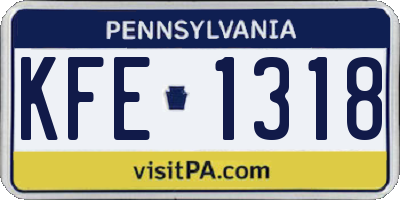 PA license plate KFE1318