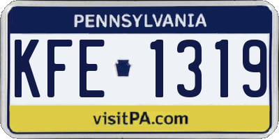 PA license plate KFE1319