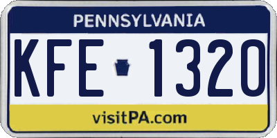 PA license plate KFE1320