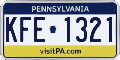 PA license plate KFE1321
