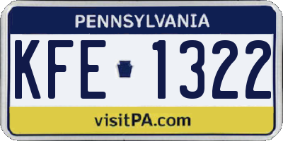 PA license plate KFE1322