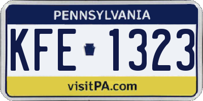 PA license plate KFE1323