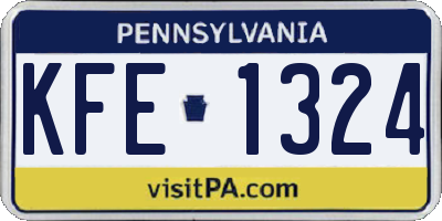 PA license plate KFE1324