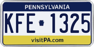 PA license plate KFE1325