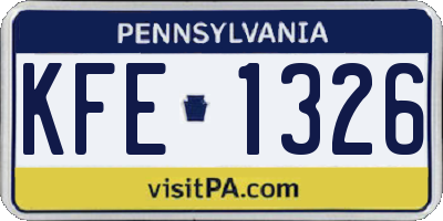 PA license plate KFE1326